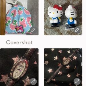 leather band🖤Charmmy Kitty watch 8”+MyMelody Cap+2HK🎀Jibbitz